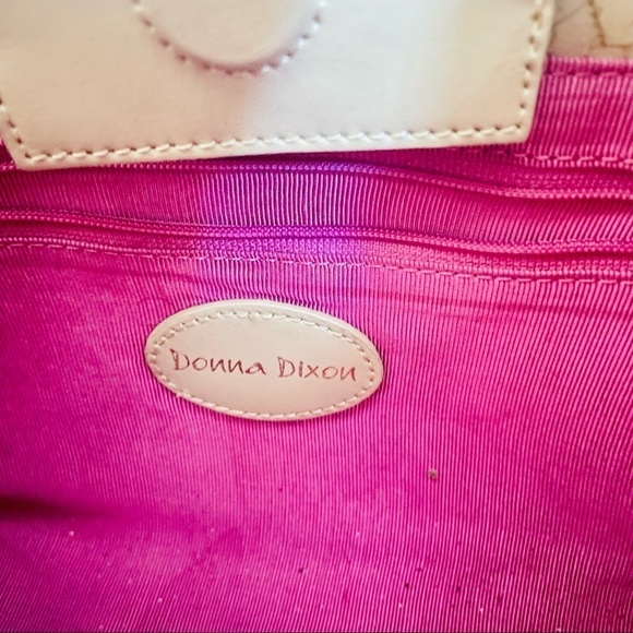 🎯3/$10 Vintage Donna Dixon Handbag Round Handle Embossed Floral Cream Purse - Picture 7 of 10